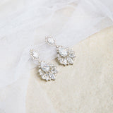 Bella Earrings – silver-tone setting with oval, raindrop, and pointed stones