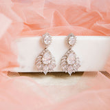 Bella Earrings – silver-tone setting with oval, raindrop, and pointed stones